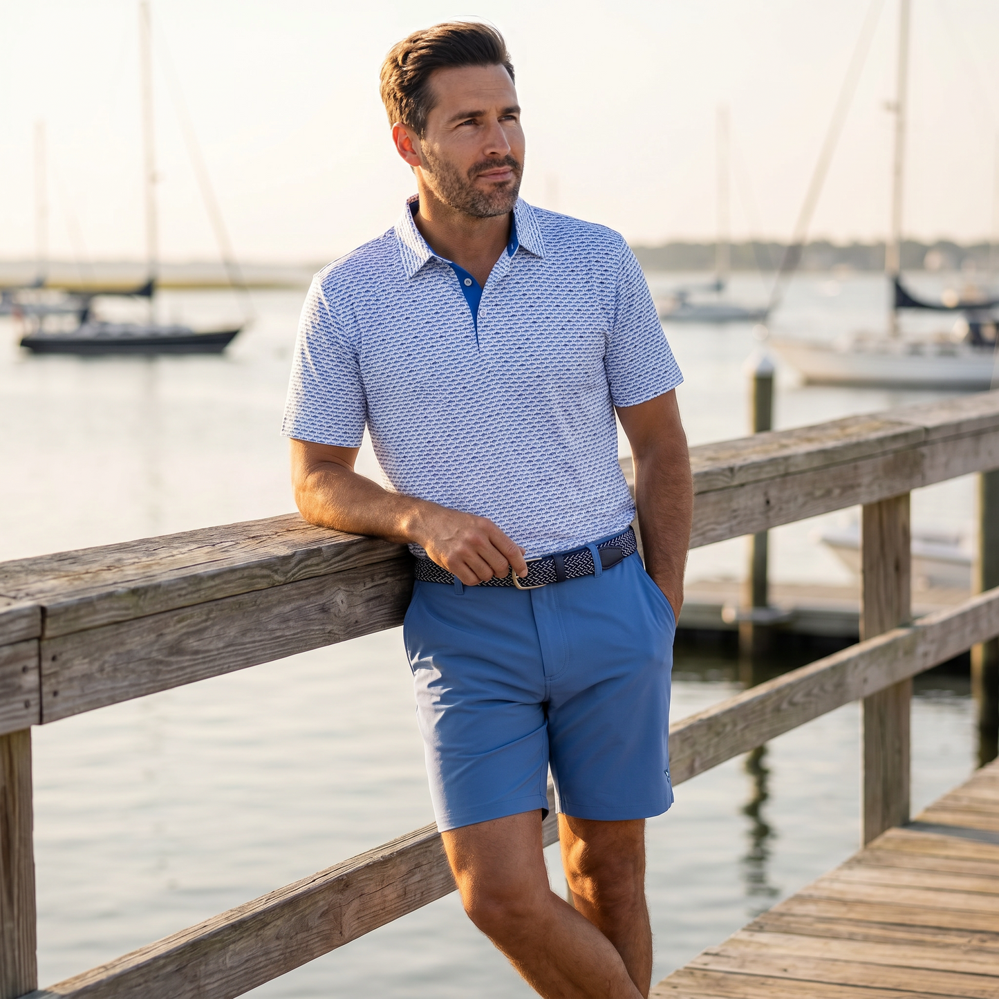Thunfisch Performance Polo Hellblau Navy
